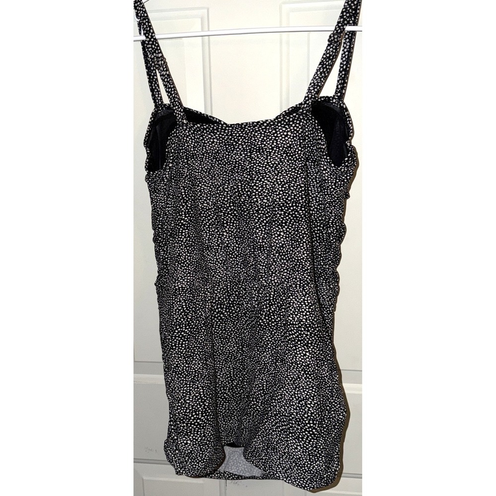 Swimsuits For All Women's Size 18 Black White Dot Swimdress One Piece